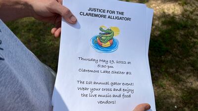 Community comes together to honor alligator found in Claremore Lake, euthanized