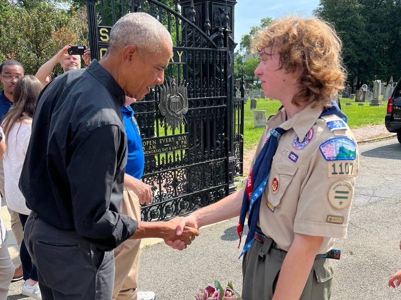 Flags placed at Alexandria National Cemetery in Alexandria, Virginia with the help of the National Capitol Area Council scouts in honor of fallen servicemembers.