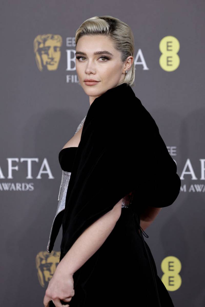 LONDON, ENGLAND - FEBRUARY 18: Florence Pugh attends the EE BAFTA Film Awards 2024 at The Royal Festival Hall on February 18, 2024 in London, England. (Photo by John Phillips/Getty Images)