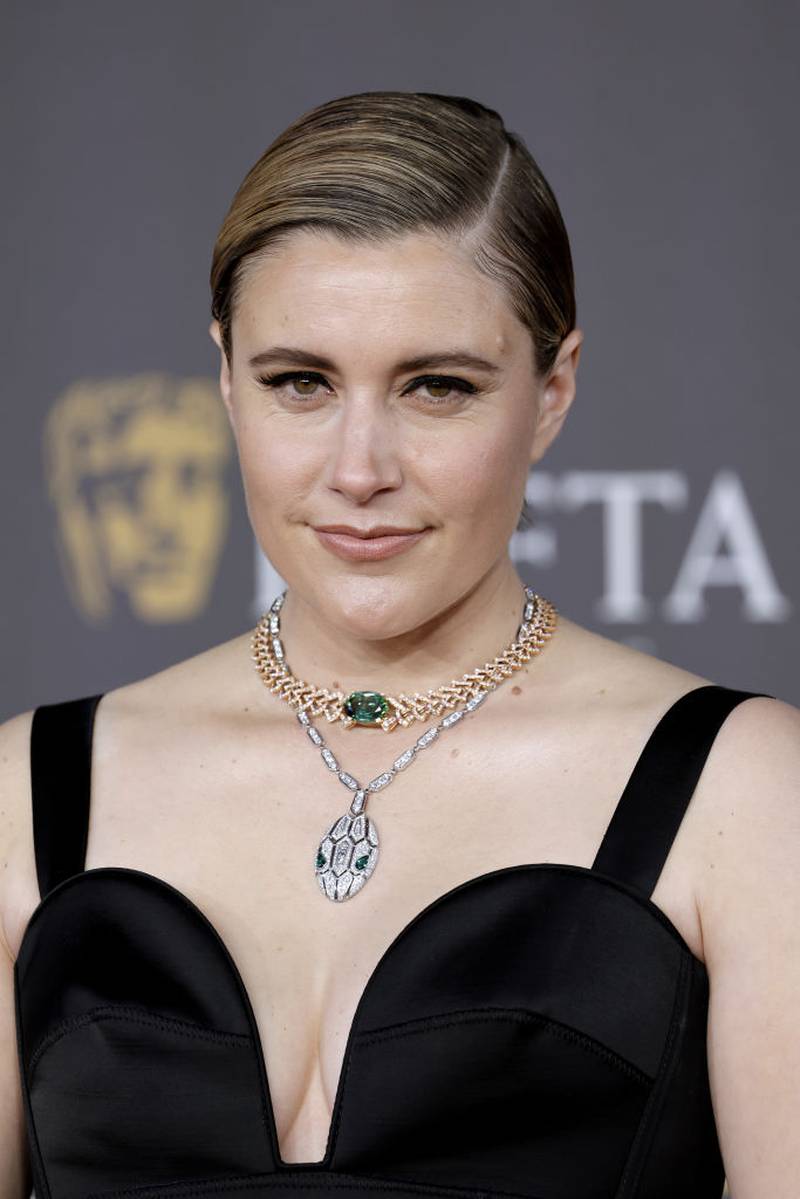 LONDON, ENGLAND - FEBRUARY 18: Greta Gerwig attends the 2024 EE BAFTA Film Awards at The Royal Festival Hall on February 18, 2024 in London, England. (Photo by John Phillips/Getty Images)
