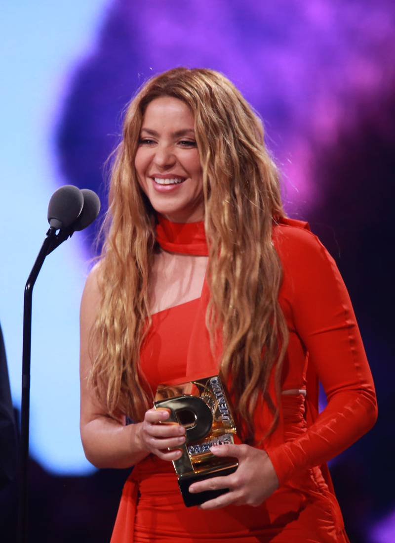 SAN JUAN, PUERTO RICO - JULY 20: Shakira receives an award during the 2023 Premios Juventud Awards at Coliseo de Puerto Rico José Miguel Agrelot on July 20, 2023 in San Juan, Puerto Rico. (Photo by Gladys Vega/Getty Images)