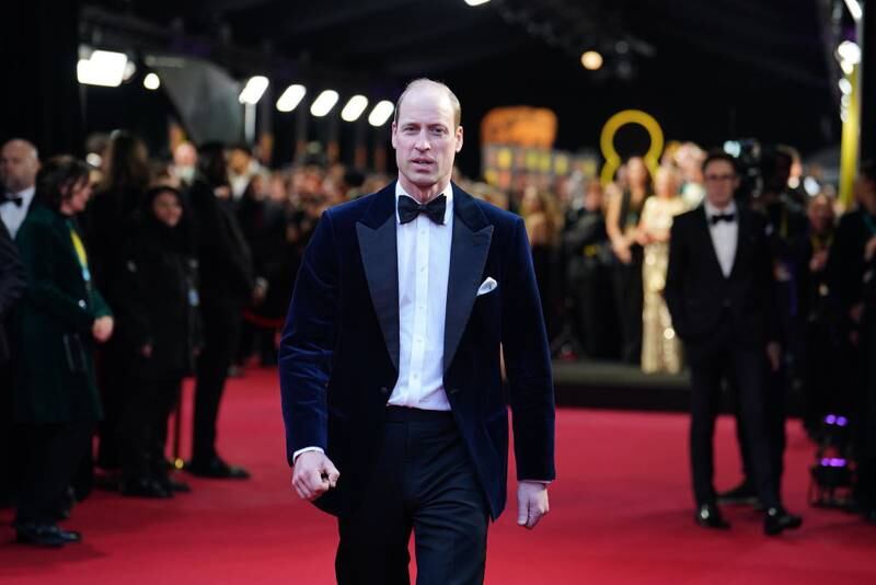 LONDON, ENGLAND - FEBRUARY 18: Prince William, Prince of Wales, president of Bafta attends the Bafta Film Awards 2024 at the Royal Festival Hall, Southbank Centre on February 18, 2024 in London, England. (Photo by Jordan Pettitt - WPA Pool/Getty Images)